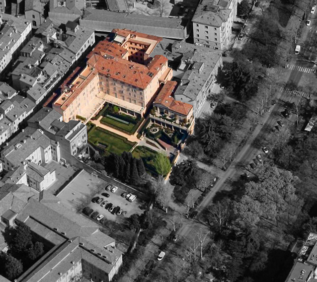 vista aerea del condominio "Parco Salesiani"