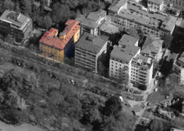 Vista aerea del condominio "Nicola Fabrizi 87-89"