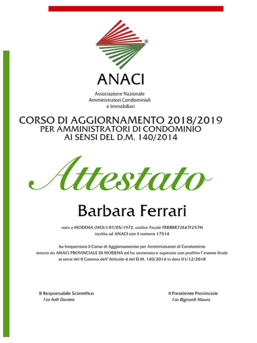 Corso aggiornamento 2019 Barbara Ferrari